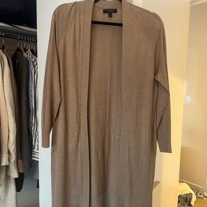 Silk cotton beige long boyfriend cardigan